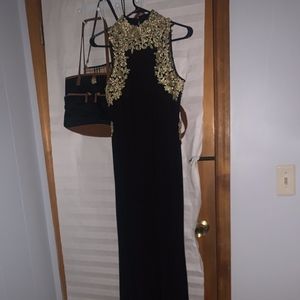 Black and Gold Prom Dress